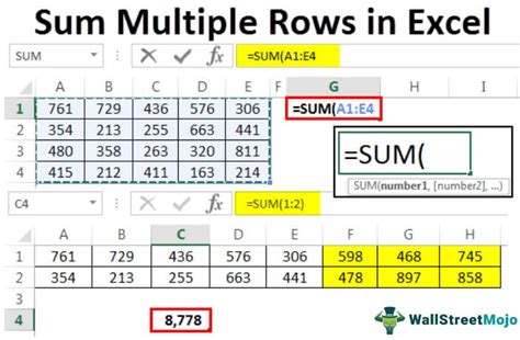 how to sum rows in excel.